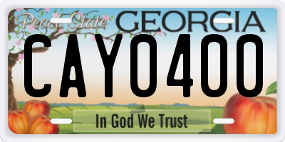 GA license plate CAY0400