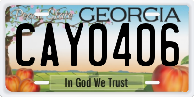 GA license plate CAY0406