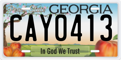 GA license plate CAY0413