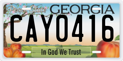 GA license plate CAY0416
