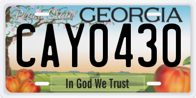 GA license plate CAY0430