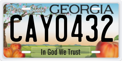 GA license plate CAY0432
