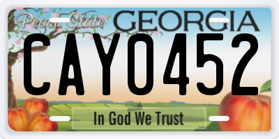 GA license plate CAY0452