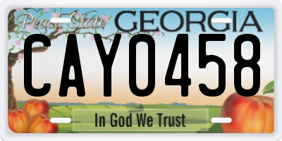 GA license plate CAY0458