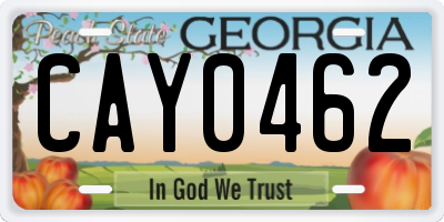 GA license plate CAY0462
