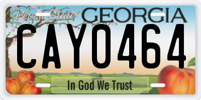 GA license plate CAY0464