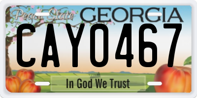 GA license plate CAY0467