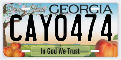 GA license plate CAY0474