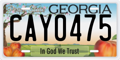 GA license plate CAY0475