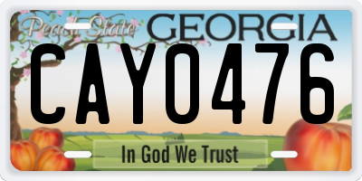 GA license plate CAY0476
