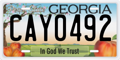 GA license plate CAY0492
