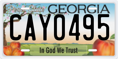 GA license plate CAY0495