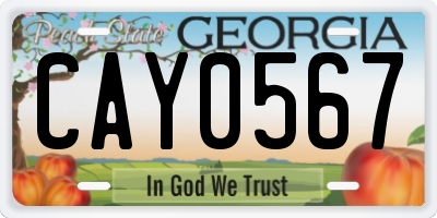 GA license plate CAY0567