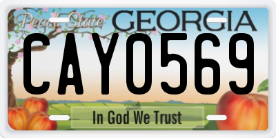 GA license plate CAY0569