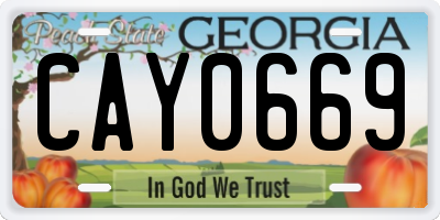 GA license plate CAY0669