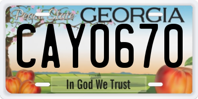 GA license plate CAY0670