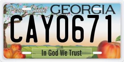 GA license plate CAY0671