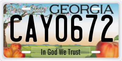 GA license plate CAY0672