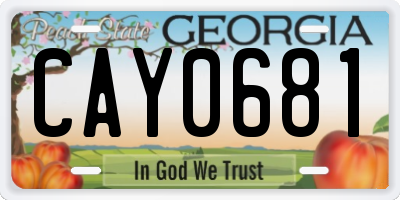 GA license plate CAY0681