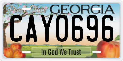 GA license plate CAY0696