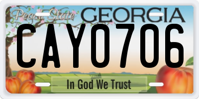 GA license plate CAY0706