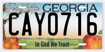 GA license plate CAY0716