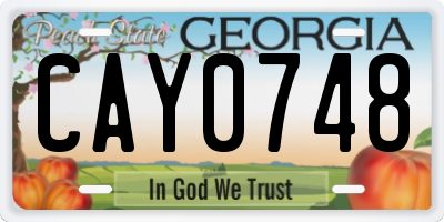 GA license plate CAY0748