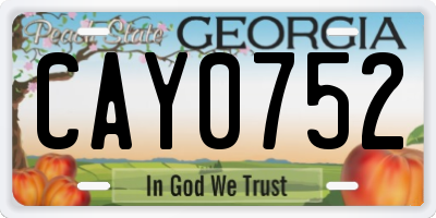 GA license plate CAY0752
