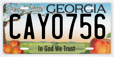 GA license plate CAY0756