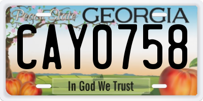 GA license plate CAY0758