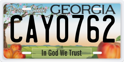 GA license plate CAY0762