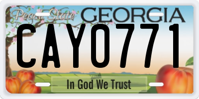 GA license plate CAY0771