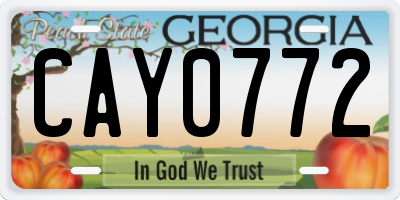 GA license plate CAY0772