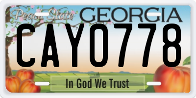 GA license plate CAY0778