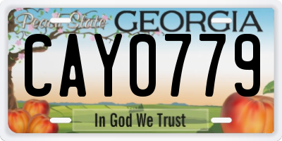 GA license plate CAY0779