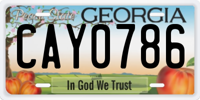 GA license plate CAY0786