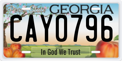 GA license plate CAY0796