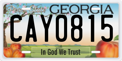 GA license plate CAY0815