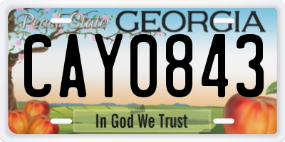 GA license plate CAY0843