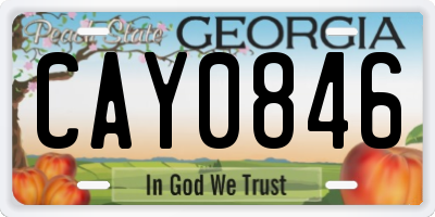 GA license plate CAY0846