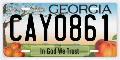 GA license plate CAY0861