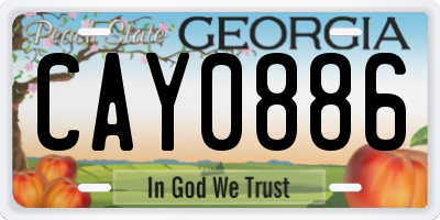 GA license plate CAY0886