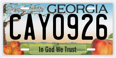 GA license plate CAY0926