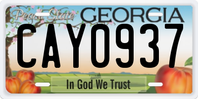 GA license plate CAY0937