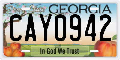 GA license plate CAY0942