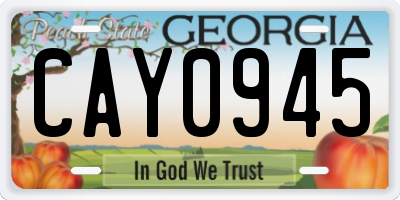 GA license plate CAY0945