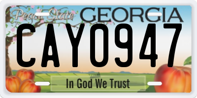 GA license plate CAY0947