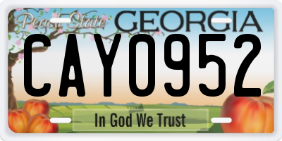 GA license plate CAY0952