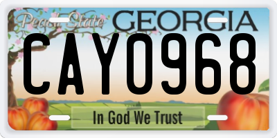 GA license plate CAY0968