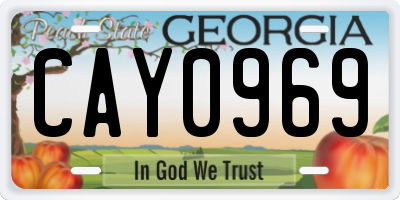 GA license plate CAY0969